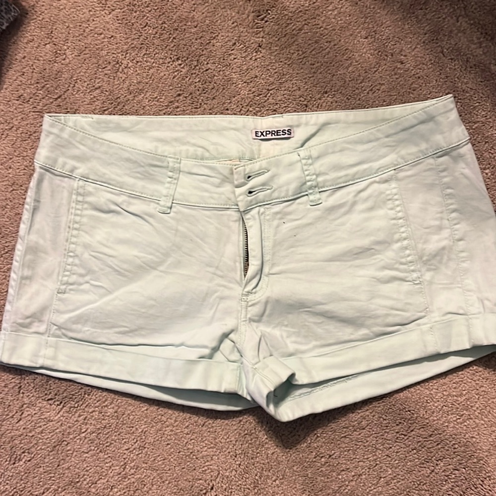 Express mint green size 10 double button shorts.